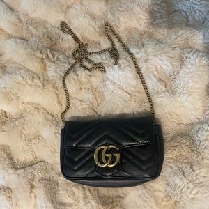 Gucci Marmont matelassé leather super mini bag.